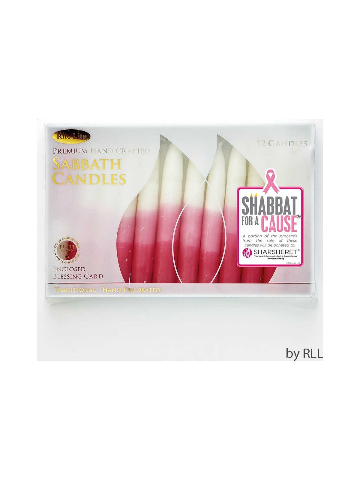 Premium Pink & White Tricolor Shabbat Candles | Shabbat Candles & Oil