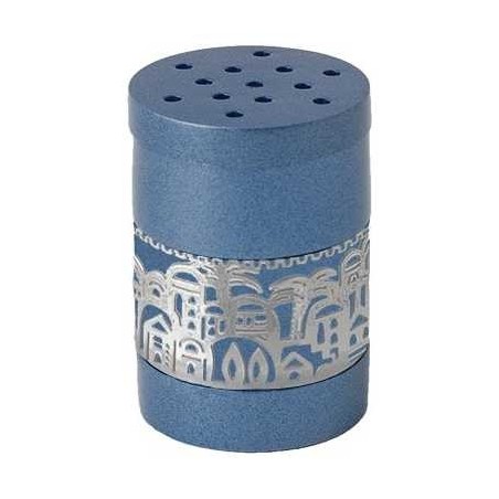 Blue Besamim Spice Box With Silver Jerusalem Overl | Havdalah Sets & S