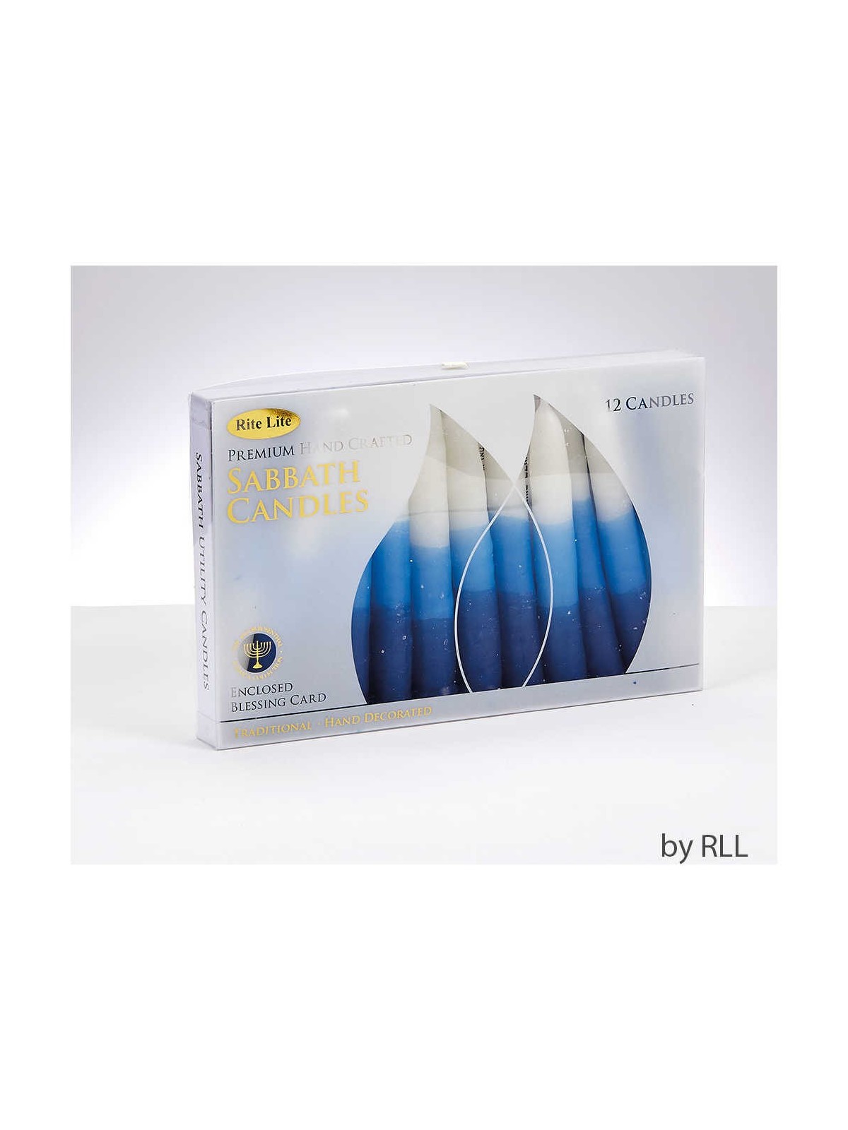 Premium Blue & White Tricolor Shabbat Candles | Shabbat Candles & Oil