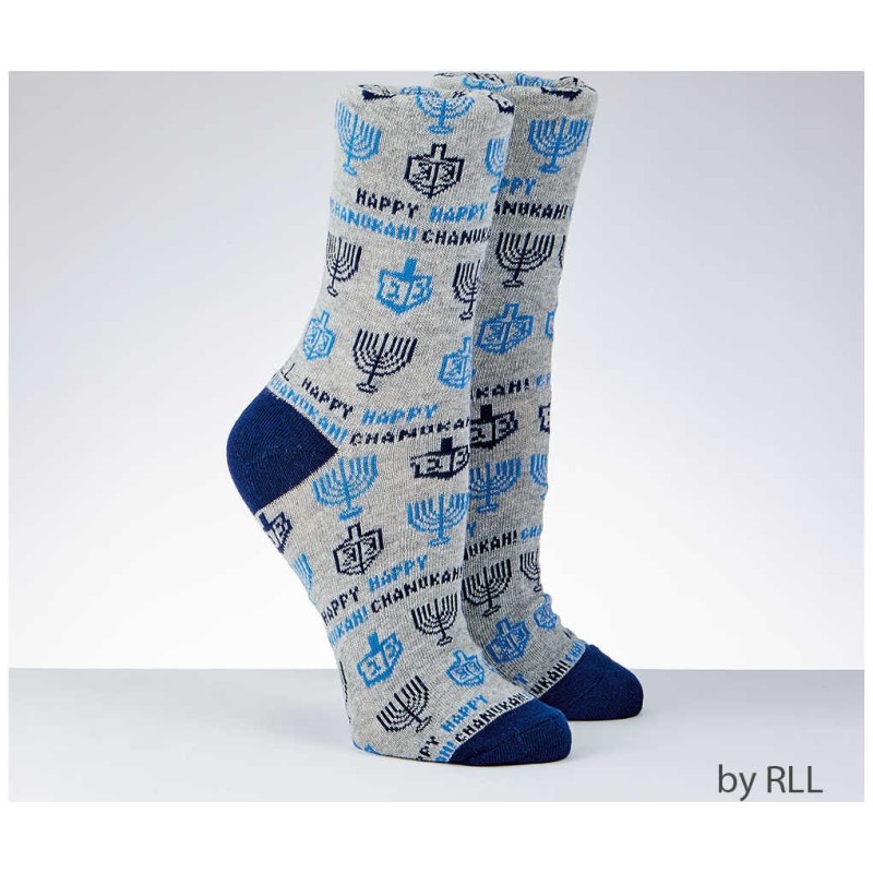 Chanukah Adult Crew Socks - Happy Chanukah | Apparel | Judaica