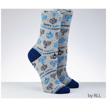 Chanukah Adult Crew Socks - Happy Chanukah | Apparel | Judaica
