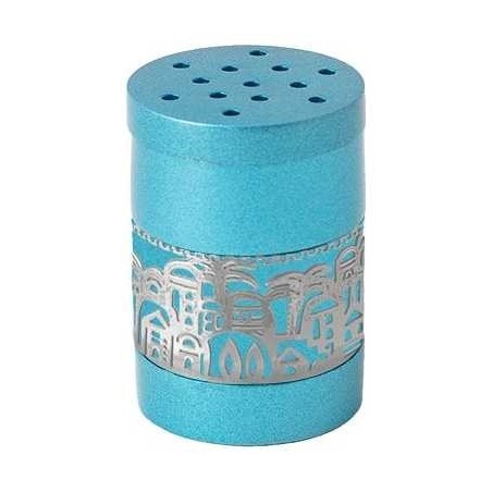 Turquoise Besamim Spice Box With Silver Jerusalem  | Havdalah Sets & S