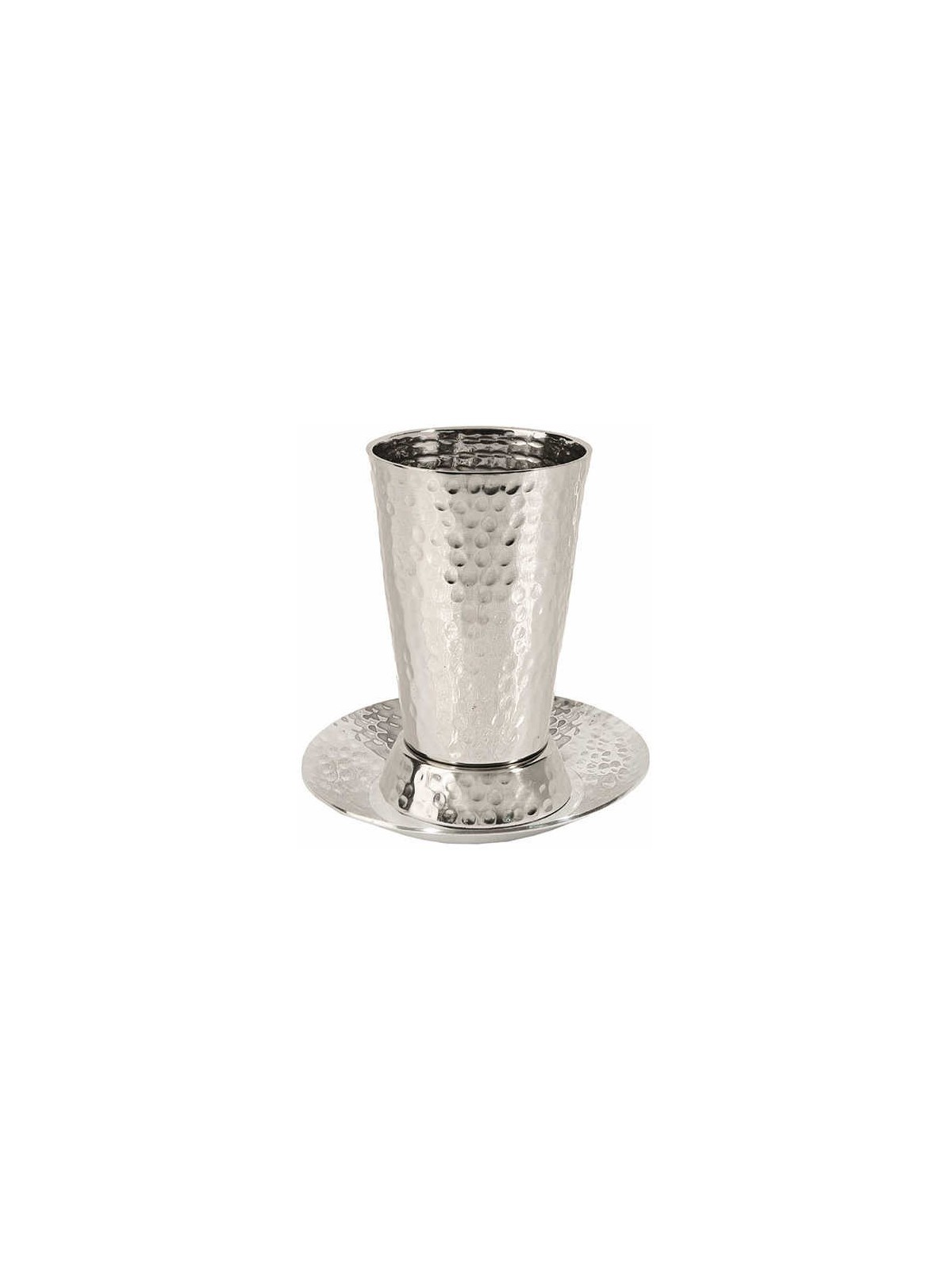 Hammer Nickel Plated Stemless Kiddush Cup & Plate  | Kiddush Cups | Ju
