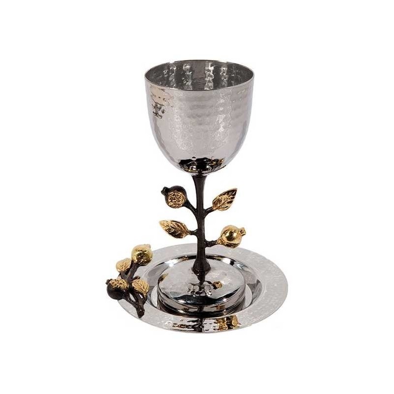 Golden Pomegranates Stainless Steel Kiddush Cup &  | Kiddush Cups | Ju