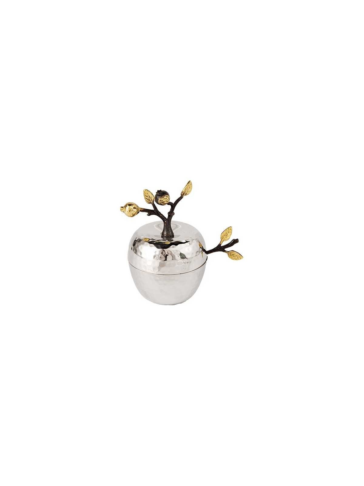 Golden Pomegranates Honey Dish With Spoon By Yair  | Rosh Hashanah | J