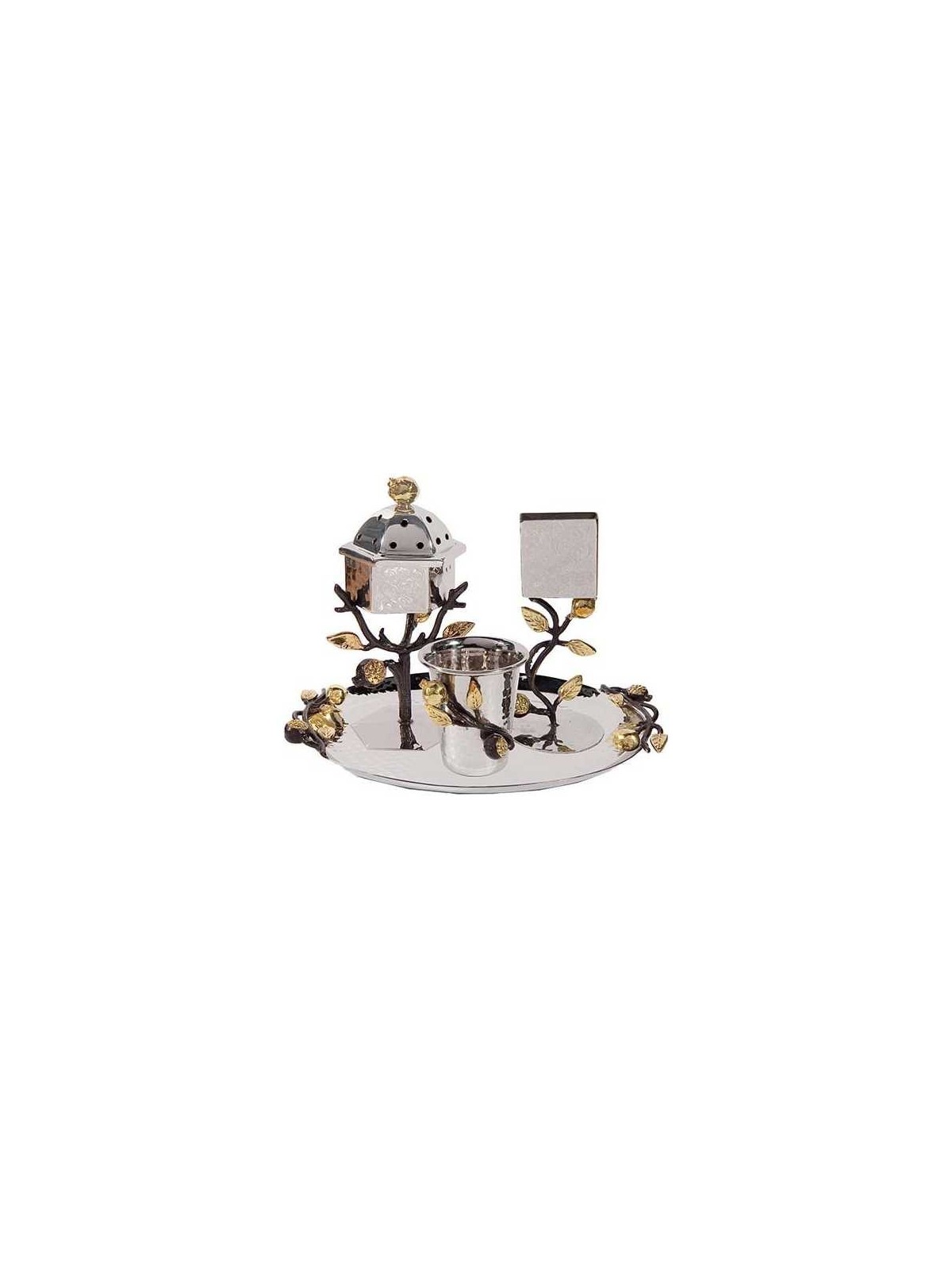 Golden Pomegranates Stainless Steel Havdallah Set  | Havdalah Sets & S