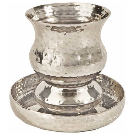Hammered Nickel Plated Wave Kiddush Cup & Rounded  | Kiddush Cups | Ju