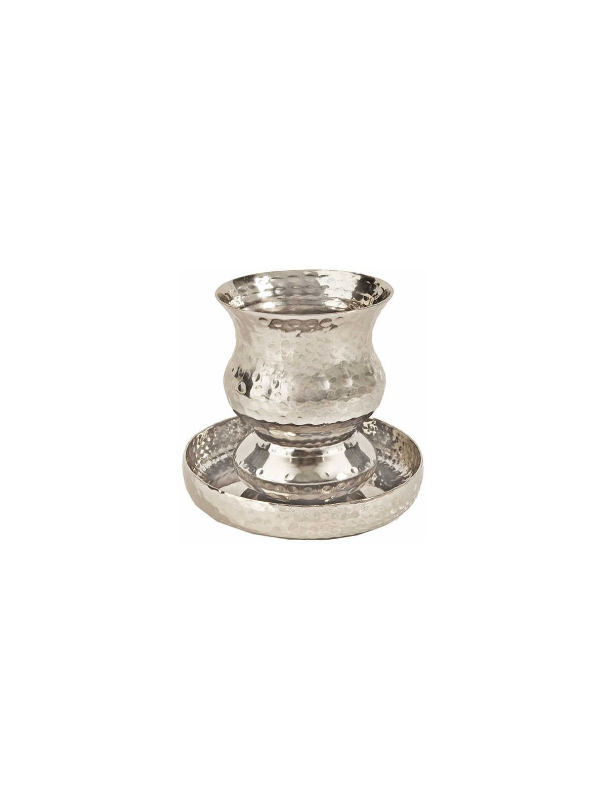 Hammered Nickel Plated Wave Kiddush Cup & Rounded  | Kiddush Cups | Ju