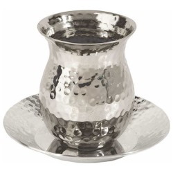 Hammered Nickel Rounded Stemmless Kiddush Cup & Pl | Kiddush Cups | Ju