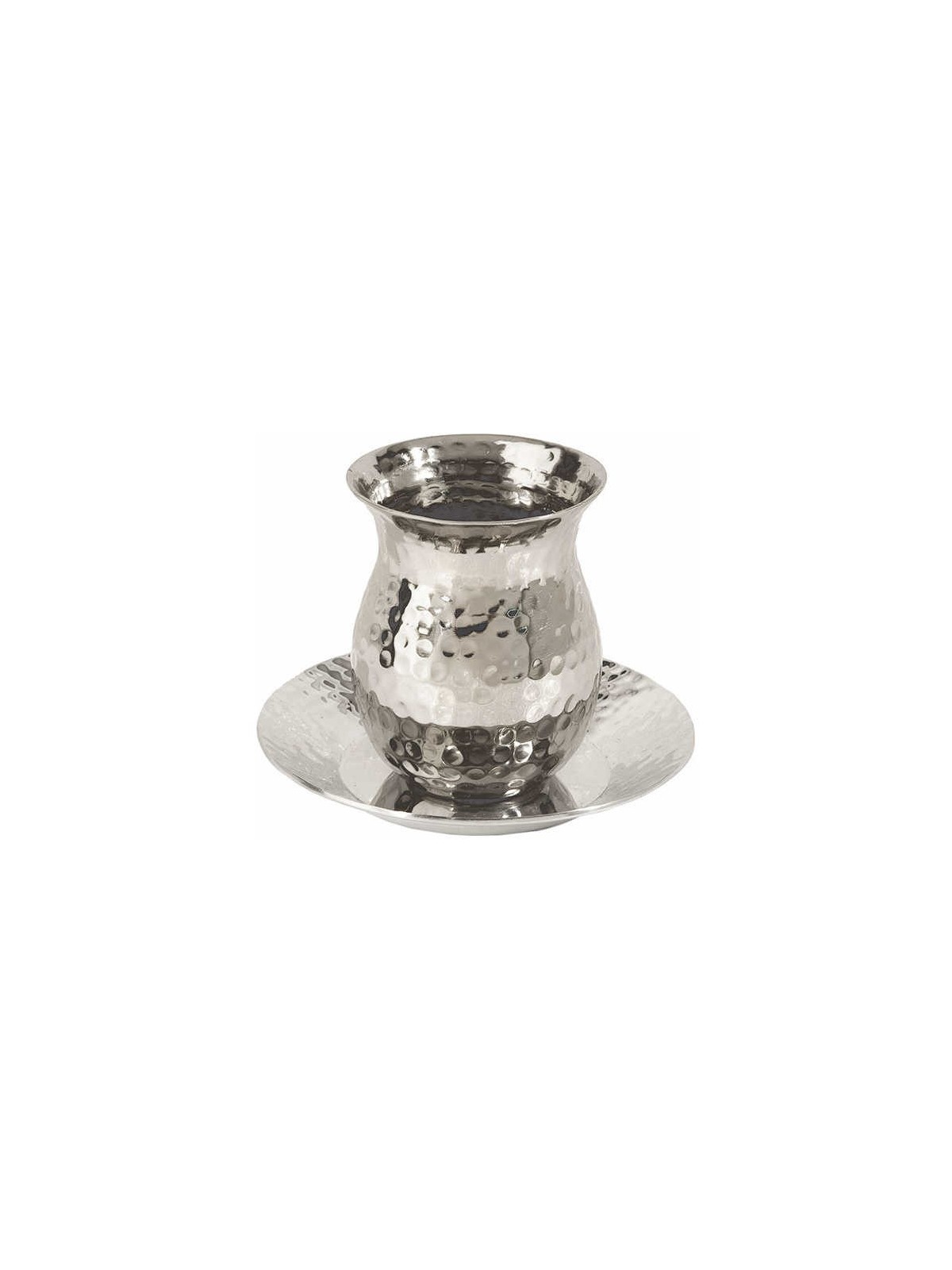 Hammered Nickel Rounded Stemmless Kiddush Cup & Pl | Kiddush Cups | Ju