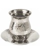 Hammered Nickel Rounded Stemmless Kiddush Cup & Pl | Kiddush Cups | Ju