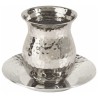 Hammered Nickel Rounded Stemmless Kiddush Cup & Pl | Kiddush Cups | Ju