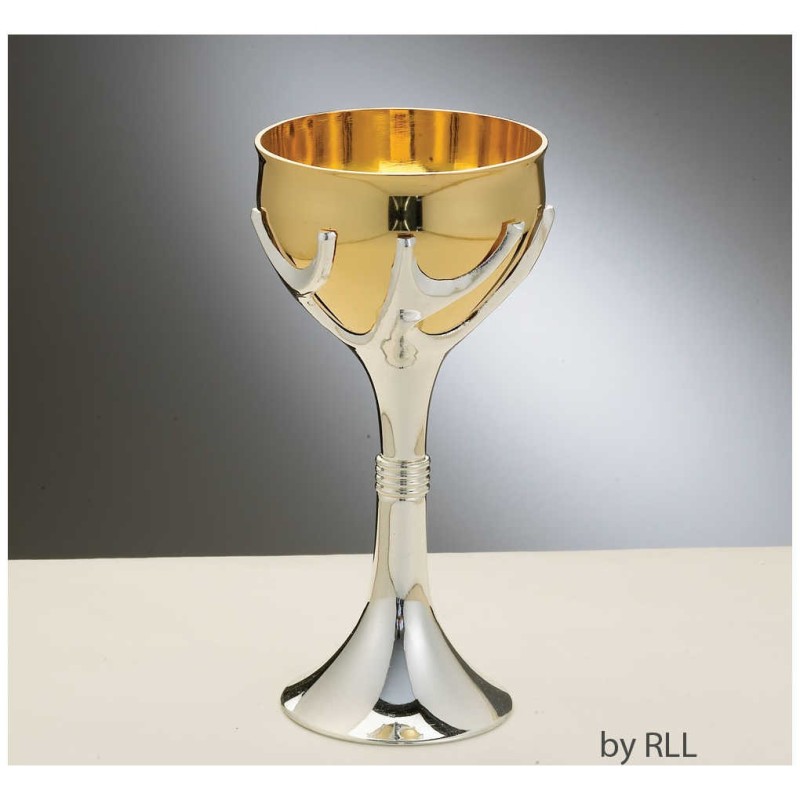 Gold & Silver Tree Of Life Stemmed Kiddush Cup | Kiddush Cups | Judaic