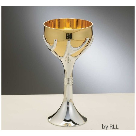 Gold & Silver Tree Of Life Stemmed Kiddush Cup | Kiddush Cups | Judaic