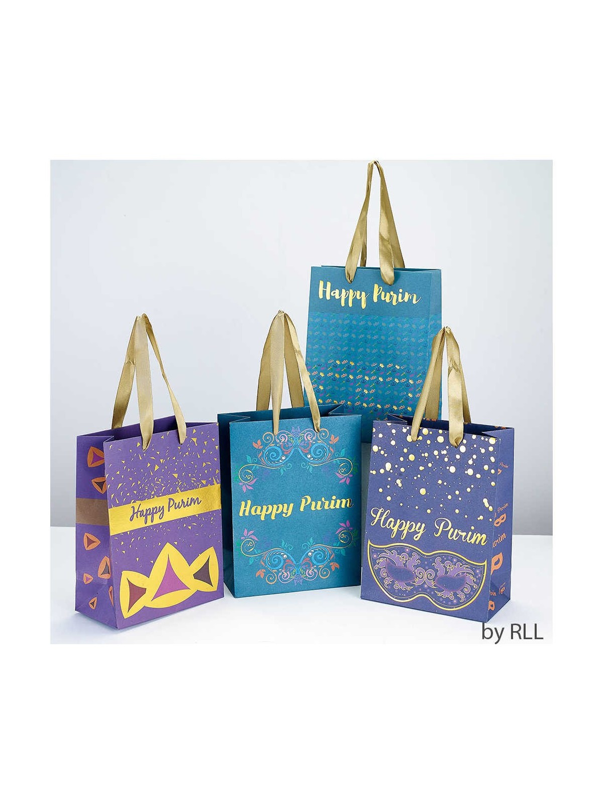 Set of 4 "Happy Purim" Kraft Gift Bags | Gifts | Judaica