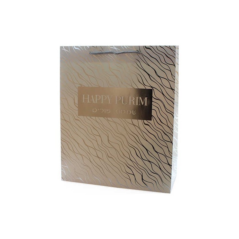 Silver Luxury Foiled Purim Paper Bag | Gifts | Judaica