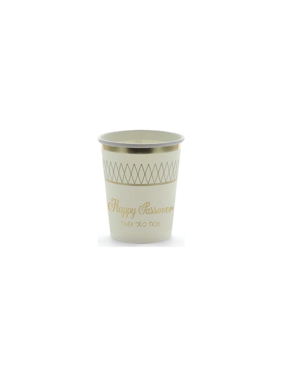 Cream & Gold Foiled Passover Paper Cups - 12 Pack | All Judaica | Juda
