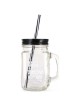 Happy Purim Mason Jar with Black Lid & Straw | Home Goods | Judaica