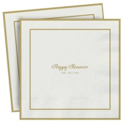 Cream & Gold Foiled Passover Paper Napkins - 20 Pa | All Judaica | Jud