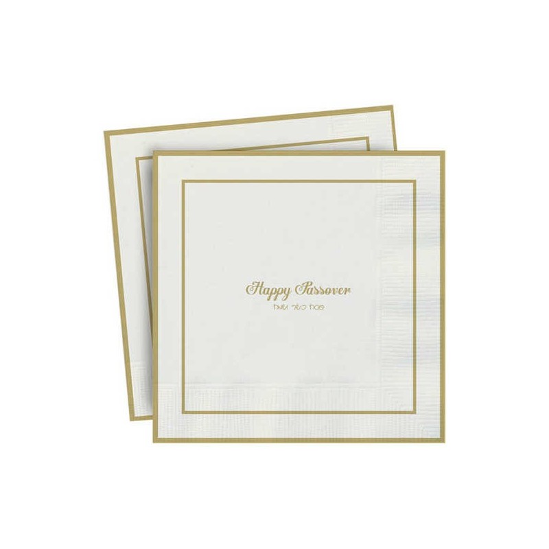 Cream & Gold Foiled Passover Paper Napkins - 20 Pa | All Judaica | Jud