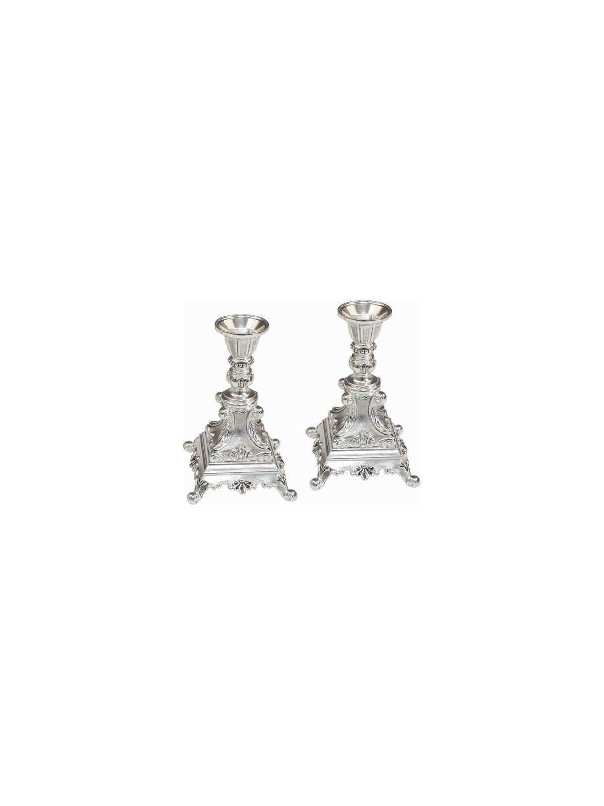 Ornate Silver Plated Candlesticks - 6" | Candle Holders | Judaica