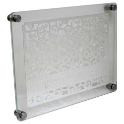 Silver Swirl Floral Glass Challah Tray | Challah Boards | Judaica