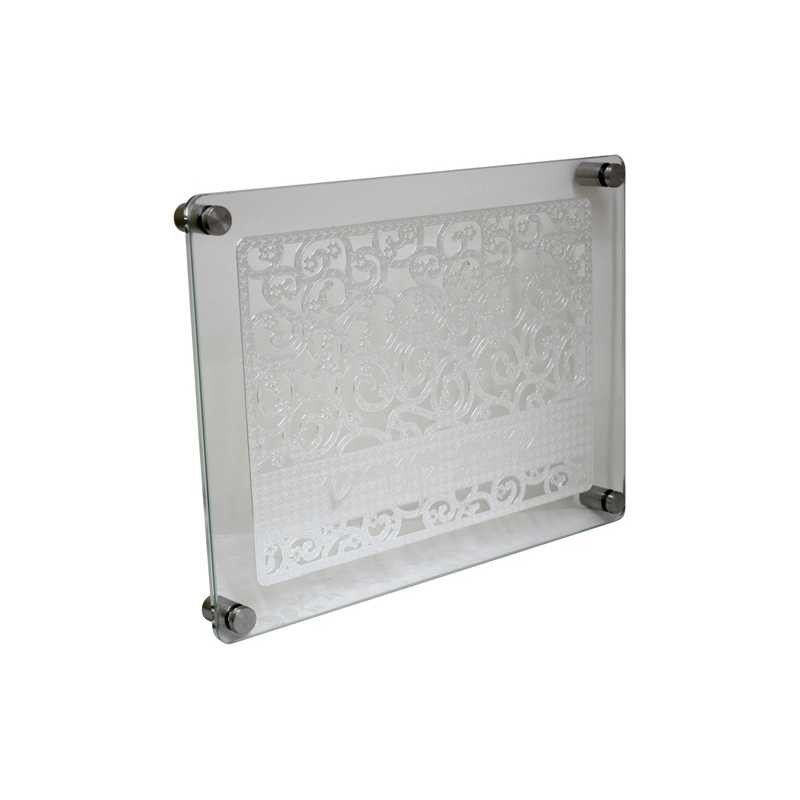 Silver Swirl Floral Glass Challah Tray | Challah Boards | Judaica