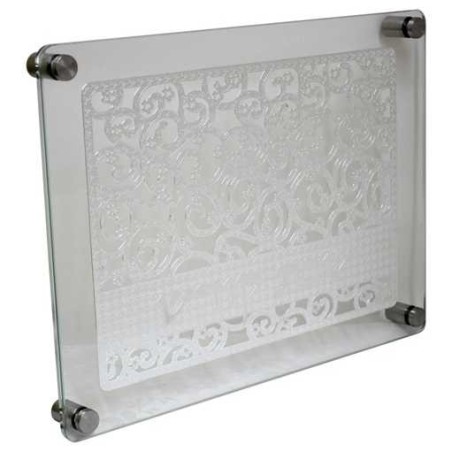 Silver Swirl Floral Glass Challah Tray | Challah Boards | Judaica