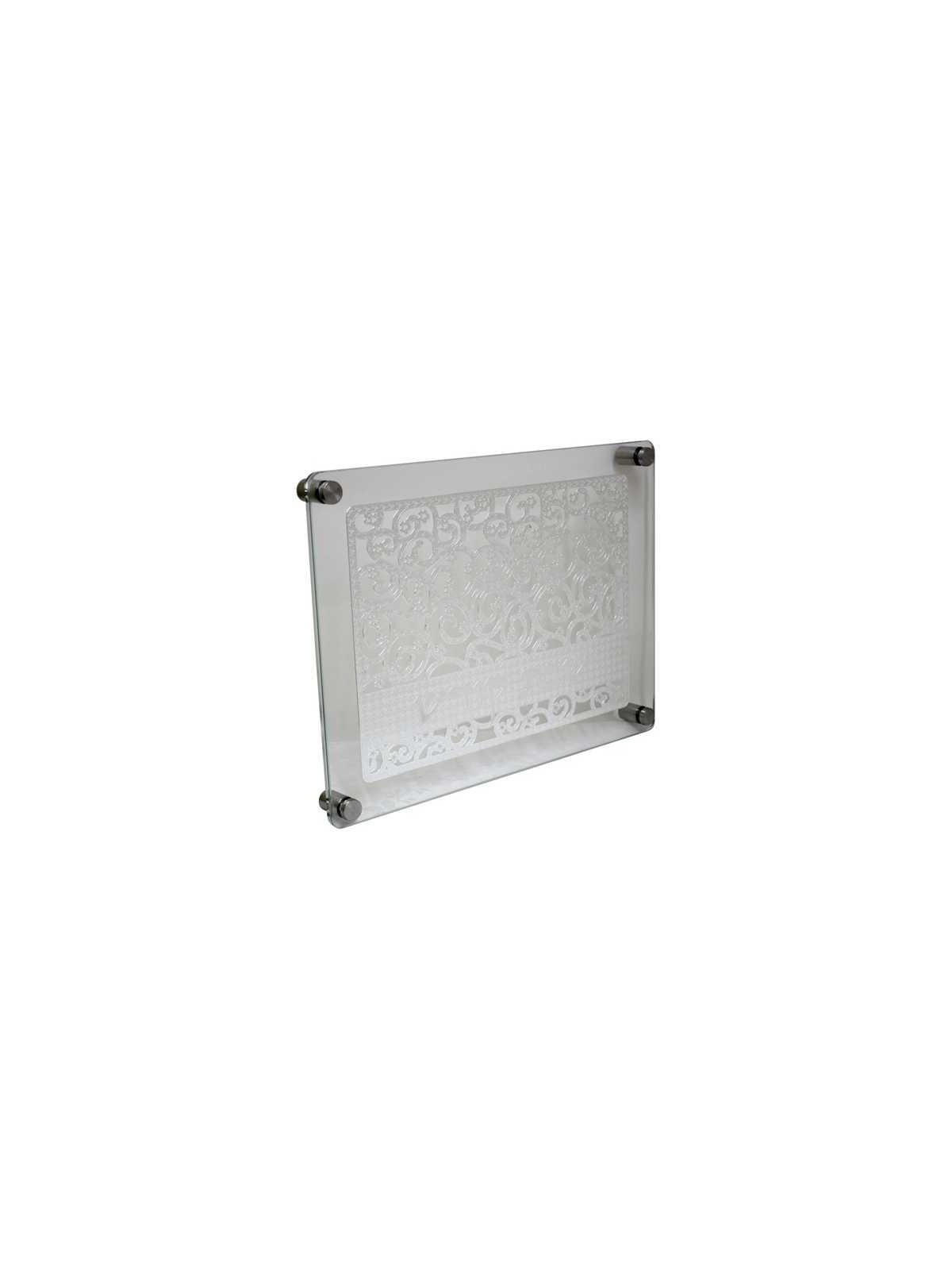 Silver Swirl Floral Glass Challah Tray | Challah Boards | Judaica