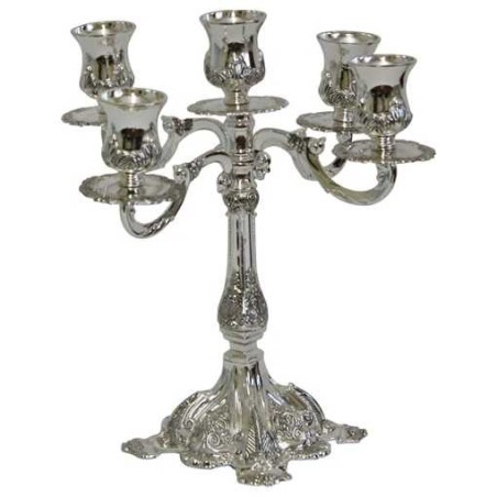 Silver Plated Elegant 5 Branch Candelabra | Candle Holders | Judaica