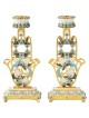 Teal & Ivory Hand Painted Hamsa Candlesticks with  | Candle Holders |