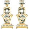 Teal & Ivory Hand Painted Hamsa Candlesticks with  | Candle Holders |