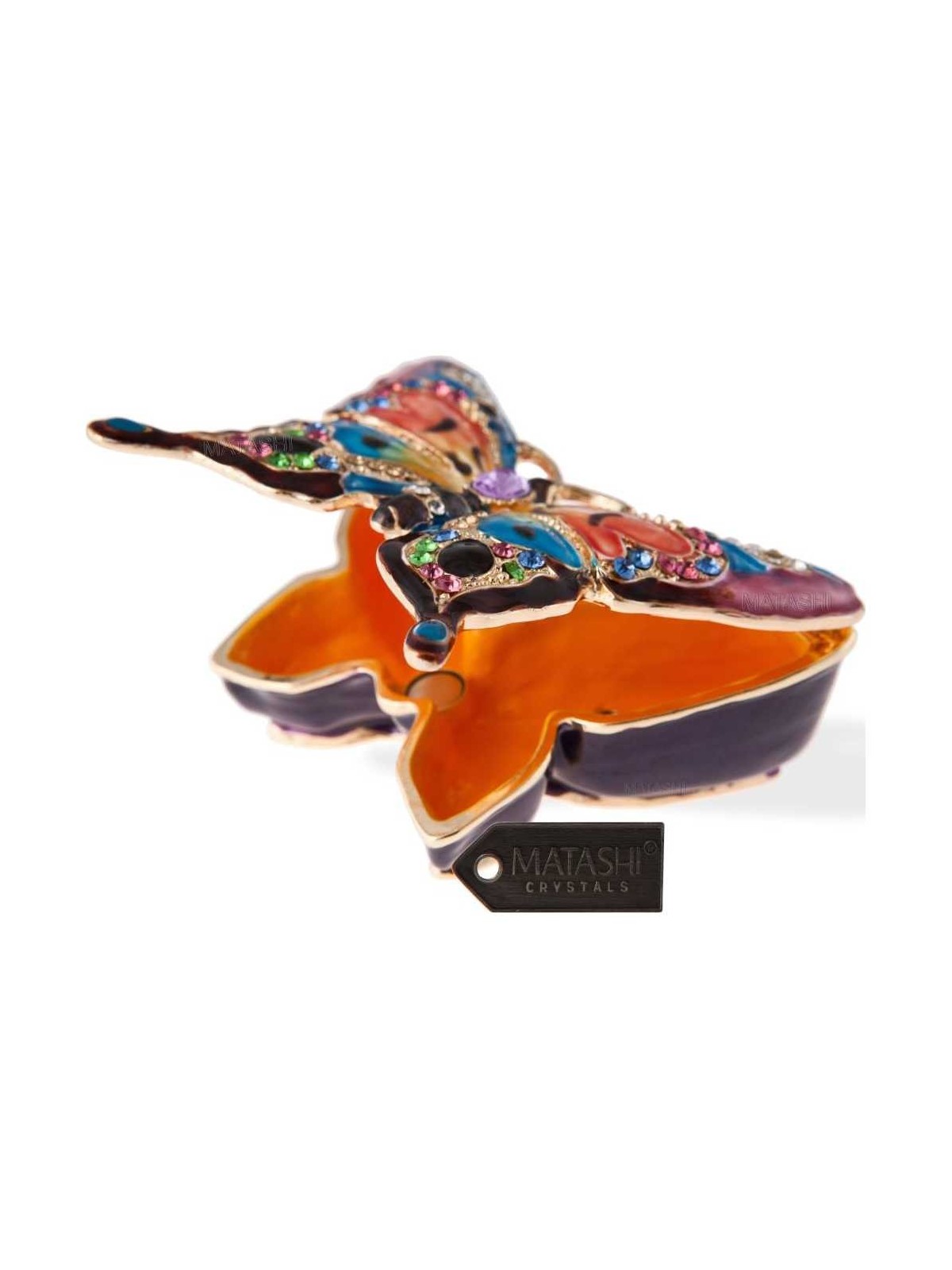 Hand Painted Red and Blue Butterfly in Flight Trin | Jewelry | Judaica