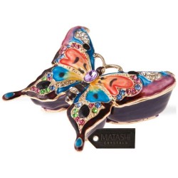 Hand Painted Red and Blue Butterfly in Flight Trin | Jewelry | Judaica