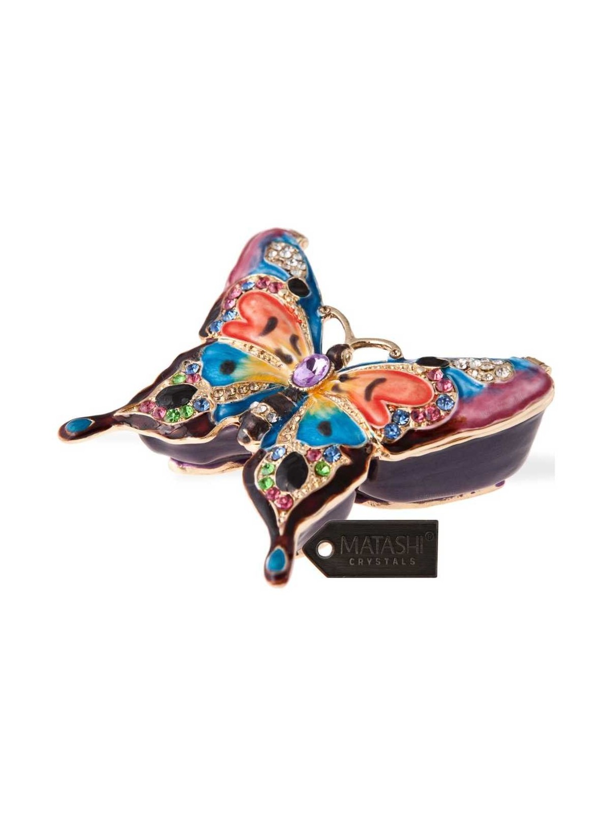 Hand Painted Red and Blue Butterfly in Flight Trin | Jewelry | Judaica
