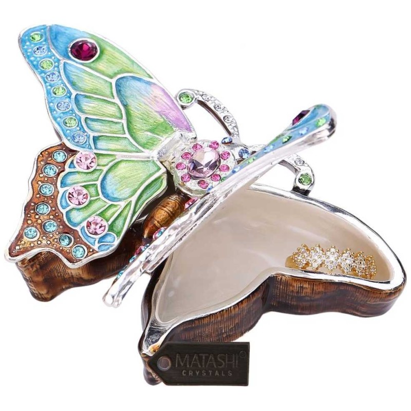 Hand Painted Blue and Green Butterfly in Flight Tr | Jewelry | Judaica