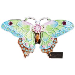 Hand Painted Blue and Green Butterfly in Flight Tr | Jewelry | Judaica