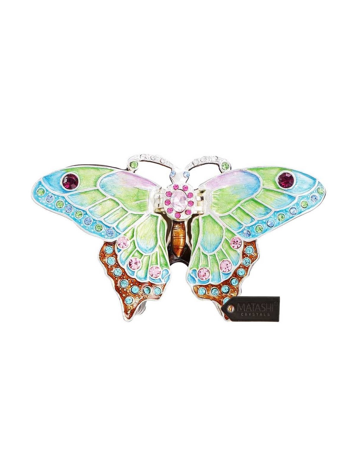 Hand Painted Blue and Green Butterfly in Flight Tr | Jewelry | Judaica