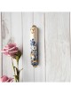 Blue and Ivory Crystaled Hand Painted Flower Mezuz | Mezuzahs | Judaic