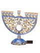 Crystaled Deep Blue Hand Painted Pomegranate Menor | Hanukkah | Judaic