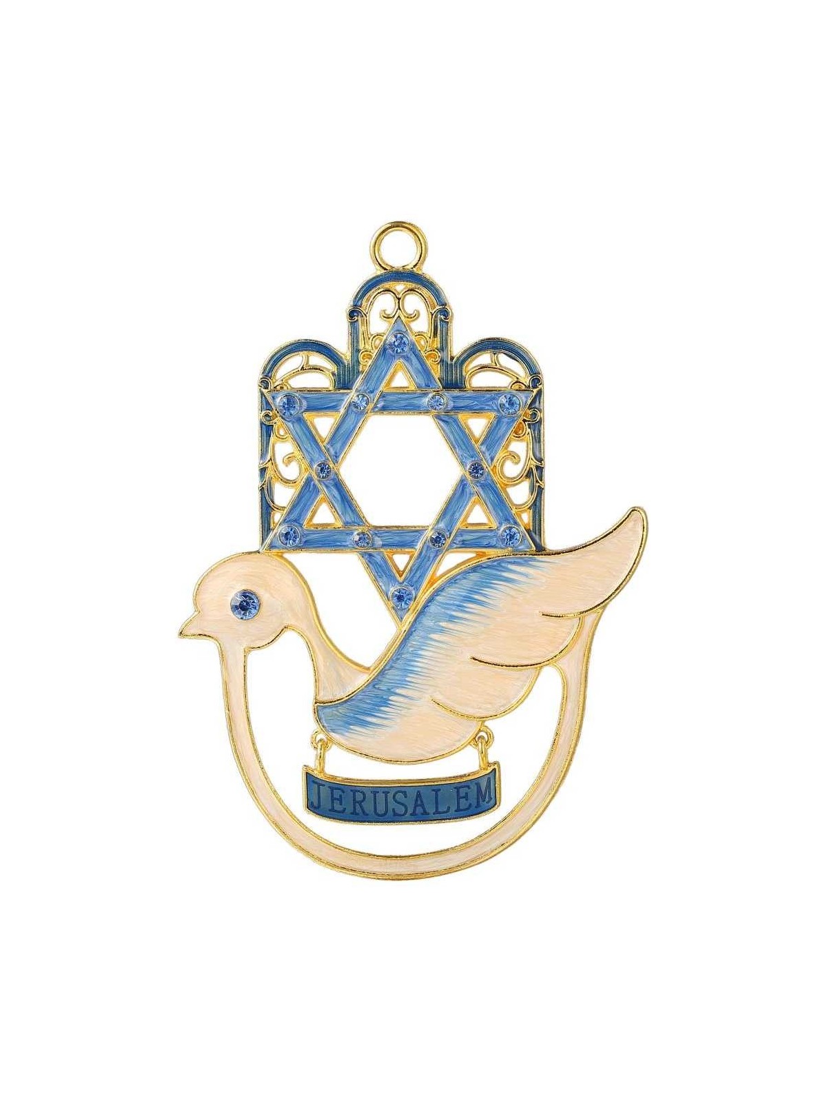Crystaled Dove Hamsa Wall Hanging | Art | Judaica