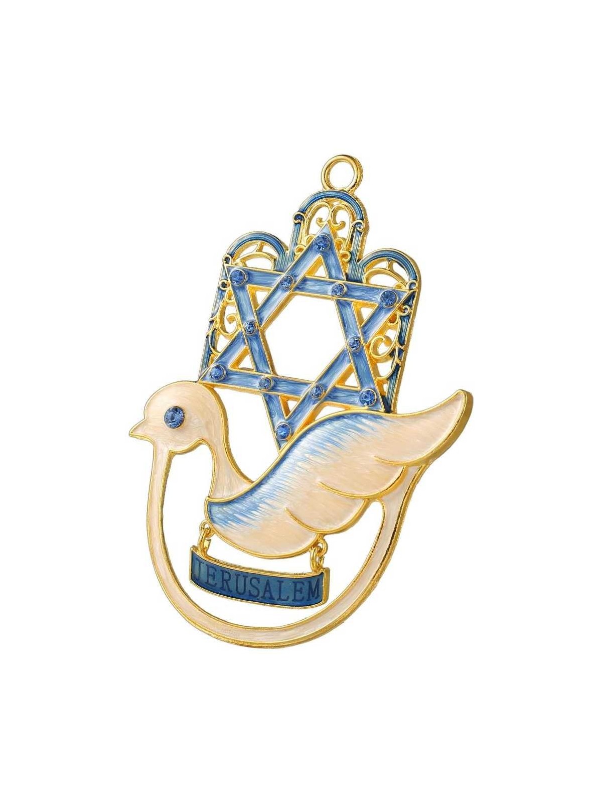 Crystaled Dove Hamsa Wall Hanging | Art | Judaica