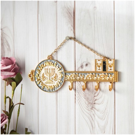 Hand-Painted Menorah and Jerusalem Hanging Wall Ho | Art | Judaica
