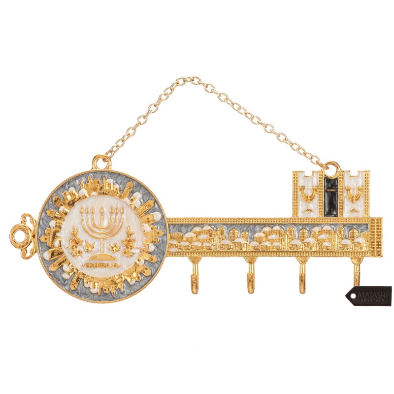 Hand-Painted Menorah and Jerusalem Hanging Wall Ho | Art | Judaica