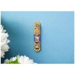 Gold and Purple Crystaled Hand Painted Floral Mezu | Mezuzahs | Judaic