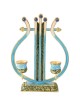 Teal Vintage Harp Oil Candlesticks | Candle Holders | Judaica