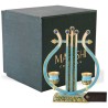 Teal Vintage Harp Oil Candlesticks | Candle Holders | Judaica