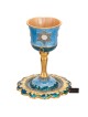 Blue and Gold Hand-Painted Star of David Stemmed K | Kiddush Cups | Ju