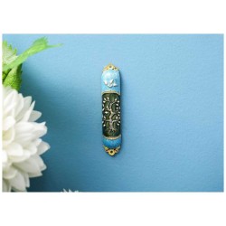 Teal and Green Crystaled Hand Painted Tree of Life | Mezuzahs | Judaic