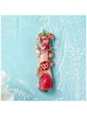 Red and Pink Hand Painted Crystalled Pomegranate F | Mezuzahs | Judaic